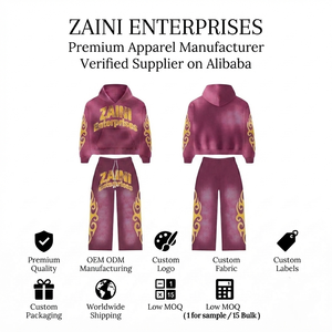 Survêtement d'hiver pour homme ZAINI, style streetwear, 350g, 100% coton molletonné, violet avec panneaux blancs, strass, logo personnalisé thermocollé sur le devant - Product Image 1