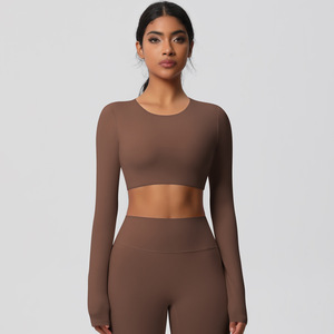 Ensemble de yoga sans couture pour femme, 2 pièces, respirant, en Spandex/Nylon, taille haute, style décontracté unique, confortable - Product Image 1
