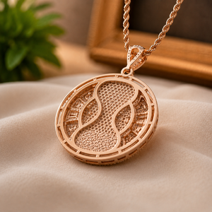 Rose <b>Gold</b> Plated Moissanite Hiphop <b>Pendant</b> Round Shape Diamond Ice Out Charm Necklace Unisex Party Jewelry - Product Image 3