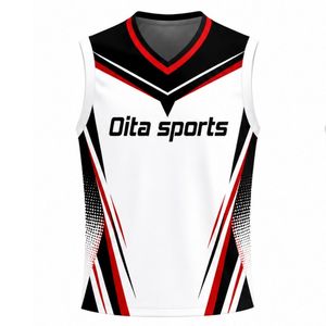 Black Red White Volleyball Sleeveless Shirt Team Athletic Sports Top Performance Uniform Training Competition Apparel - Product Image 1