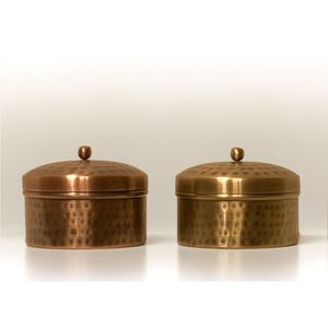 Handcrafted Hammered Metal Dry Fruit <b>Jar</b> Set, Decorative Copper and Brass Finish <b>Storage</b> Container <b>for</b> <b>Kitchen</b> and Tableware - Product Image 1