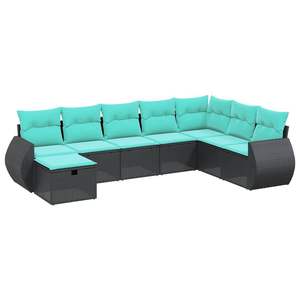 Ensemble de canapés de jardin modulaires en polyrotin noir 8 pièces, canapés de jardin modulaires modernes 8 pièces - Product Image 2