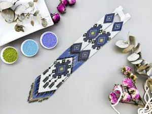 Unique Necklace For Women Long Statement Necklace Boho gerdan blue white indian Necklace Ethnic Necklace FOR BIRTHDAY PARTY - Product Image 3