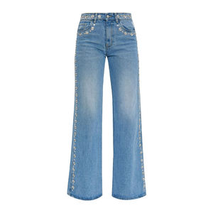 Pantalons en jean personnalisés avec broderie et couleur, jeans pour femmes, vente en gros, jeans amples et décontractés pour femmes - Product Image 6