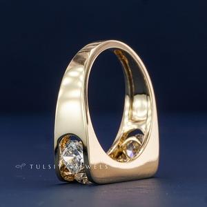 Anillo de Diamantes con Esmeralda Cultivada en Laboratorio con Corte Cojín para Hombre, Oro Sólido de 14K, Esmeralda de Aspecto Natural, Joyería Fina, Anillo de Lujo, Regalo - Product Image 6