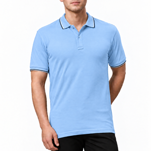 เสื้อโปโลผู้ชายลำลองสีพื้น แขนสั้น สำหรับตีกอล์ฟ รับสกรีนโลโก้ แต่งขอบสี ขายส่ง - Product Image 6