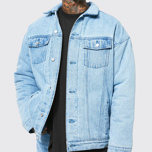 Best Design Warm <b>Quilted</b> Denim Bomber <b>Jacket</b> with Stand Collar Patchwork <b>Pattern</b> Hooded in Unique Style - Product Image 1
