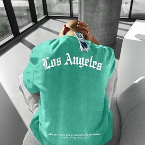 T-shirt graphique vintage pour homme, coupe ample et oversize, effet délavé, style streetwear décontracté Los Angeles - Product Image 2