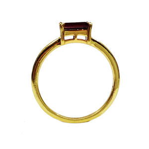 Bague en argent sterling 925 plaqué or avec grenat taille baguette serti en canal pour fiançailles et mariage - Product Image 5