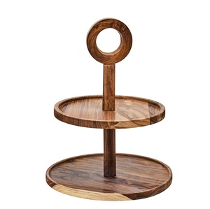 Fresh Quality 2 Tier Wood Cupcake Stand Wood Cake Stand Holder Round Tiered <b>Display</b> Stand Detachable Cupcake Serving Tray - Product Image 4