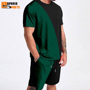 Custom 100% Cotton Midweight Printed Eco-Friendly T-shirt <b>Shorts</b> Men's 2-Piece Set High Quality 2-Tone Plus Size Stylish - Product Image 2