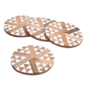 Artizon Studio Modern Luxury Design Custom Resin Inlay <b>Walnut</b> Wooden Beech Coaster <b>Coffee</b> Tea Cup Eco-Friendly 10cm Mats Pads - Product Image 5