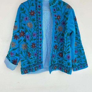 Embroidery Floral Velvet Inner Cotton Bohemian Style Winter Autumn Coat Street Wear Bomber Boho <b>Reversible</b> <b>Jacket</b> - Product Image 3