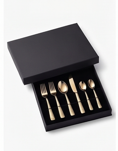 Ensemble de couverts à manche martelé en nid d'abeille, en acier inoxydable plaqué or PVD, pour la salle à manger et la cuisine - Product Image 6