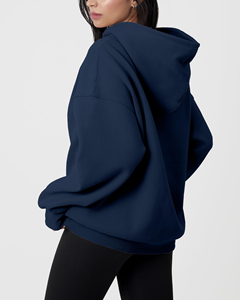 Sweat à capuche décontracté pour femme, 100 % coton tissé épais 500 g/m², anti-plis, respirant, avec logo personnalisé imprimé sur le devant, style streetwear de haute qualité - Product Image 2