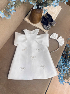 Vestido Maxi de Tafetán Transpirable y Ecológico de Alta Calidad, con Hombros Descubiertos, para Niñas de 1 a 10 Años, Personalizable, Informal, Decorativo para Fiestas - Product Image 2