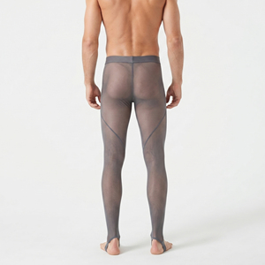 Leggings de malla transparente de longitud completa para hombre, color sólido, cintura elástica, pantalones ajustados transparentes, ligeros y elásticos - Product Image 2