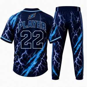 Thunder Baseball Uniform Set Sublimated Jersey Pants Men's <b>Athletic</b> Team Wear Custom Logo Design Breathable Polyester - Product Image 3