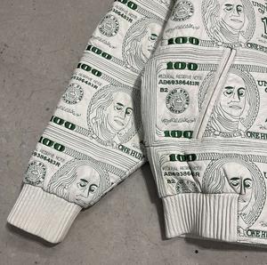 Blouson en cuir pour homme avec imprimé dollar, fermeture éclair, imperméable, respirant, éco-responsable, style streetwear et sportswear - Product Image 3