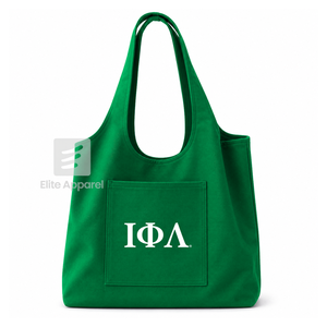 Custom Iota Phi Lambda Sorority Tote bag green and White Embroidered Logo Daily Use <b>Large</b> Capacity Canvas Tote bag for female - Product Image 1
