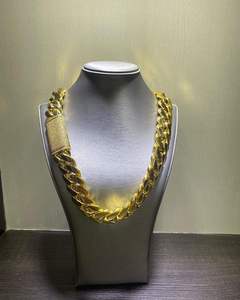 Wholesale Choker <b>Solid</b> Yellow Gold Plated Custom Gold Cuban Link Chain Gold Cuban Miami Chain Miami Cuban Chain <b>Necklace</b> - Product Image 1