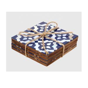 High Quality Glass Bone Inlay <b>Coaster</b> Set 4-Piece Tea Coffee Drink Tableware Kitchen Decor with Heat Protection for Home Use - Product Image 2