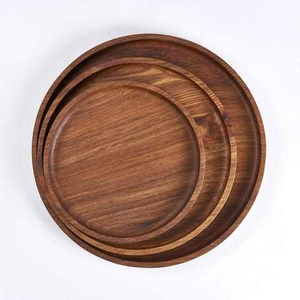 Assiette ronde en bois de manguier, couleur naturelle, pour servir les aliments, assiette de service pour la maison et les hôtels, plats et assiettes - Product Image 5