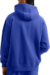 เสื้อสเวตเชิ้ตมีฮู้ดผู้ชาย สีพื้น ผ้าฟลีซ สวมใส่สบาย ทรงโอเวอร์ไซส์ เหมาะสำหรับฤดูใบไม้ร่วง มีกระเป๋า ดีไซน์ผ้าถัก ผ้าฝ้าย - Product Image 3
