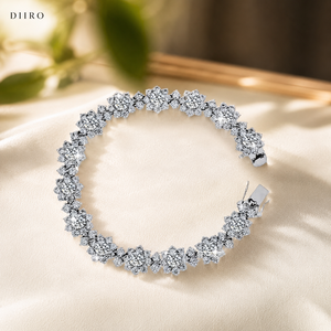 Vintage 925 Sterling <b>Silver</b> Link Chain Moissanite Ladies Luxury <b>Bracelets</b> Brilliant Round Cut Diamond Women's <b>Bracelets</b> - Product Image 1