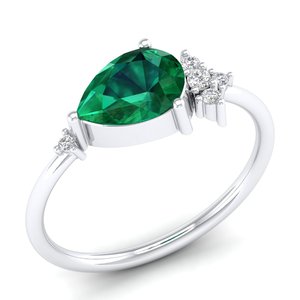 REYES New Arrival 14K White Gold 1.5CT Emerald Gemstone Solitaire Ring Classic Design Moissanite Birthstone Jewelry For Women - Product Image 2