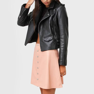 New Stylish Women's <b>Leather</b> <b>Jacket</b> <b>Long</b> Sleeve Moto Biker Black Cropped Breathable Windproof Zipper Pocket <b>Leather</b> <b>Jackets</b> - Product Image 4