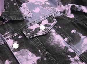 <b>Men's</b> Purple Camouflage Denim <b>Jacket</b> Turn-down Collar Slim Fit Single Breasted Button Closure Casual Autumn Wear - Product Image 5
