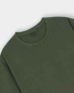 Premium Quality Heavyweight Textured <b>Waffle</b> Knit Men's Oversized Drop Shoulder Olive Green T <b>shirt</b> - Product Image 3