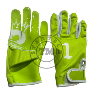<b>Sticky</b> Grip Custom Logo American Football Receiver Gloves with Rubber Bladder Men <b>Hook</b> & Loop Closure Breathable Outdoor Sports - Product Image 2