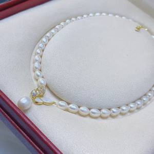 สร้อยคอมุกน้ำจืดสีขาวธรรมชาติขนาด 7-8 มม. พร้อมตัวล็อคเงิน S925 แสงเย็นเสริมลุคหรูหรา - Product Image 2