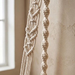 Artistic Handwoven Macrame Leaf Pattern Wall Shelf Organizer For Candles <b>Diffusers</b> And Aroma Accessories Or Daily Essentials - Product Image 5