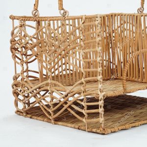 Panier de pique-nique multifonctionnel rustique vintage en jonc de mer écologique pour l'été, avec organisateur de couverts et porte-mouchoirs - Product Image 4