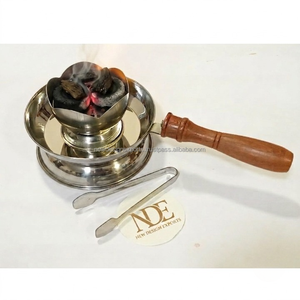 Wholesale Stainless Steel Lotus Incense <b>Burner</b> Bowl with Heat Proof Wood Handle - Product Image 2