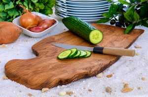 Planche à découper en bois d'acacia, bord naturel, rectangulaire, antidérapante, plateau de service, écologique, passe au lave-vaisselle, cuisine - Product Image 1
