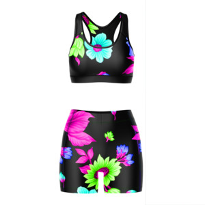 Ensemble de sport pour femme personnalisé par sublimation : soutien-gorge et short sans couture, respirant, pour yoga, gym, fitness, entraînement et course à pied - Product Image 6