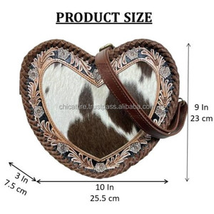 2025 bolso cruzado de cuero de vaca en forma de corazón hecho a mano personalizado diseño Floral con herramientas bolso de hombro de lujo de moda para mujer - Product Image 2