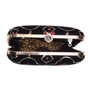 Black Multicolour Sequins Embroidery Clutch Bag Elegant Designer Evening Purse for Women Events - Product Image 3