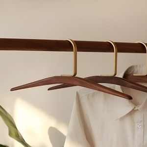 Luxury Solid Wood Hanger Stainless Steel <b>Hook</b> <b>Gold</b> Walnut Wooden Hangers Hotel Hanger Custom Hangers with Logo - Product Image 1