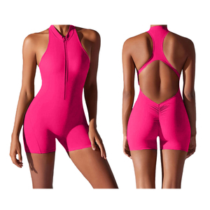 Women's High Waist Sleeveless <b>Jumpsuit</b> Halter Zipper Backless Solid Color Quick Dry Gym Wear Spandex Nylon Fit Skinny - Product Image 6