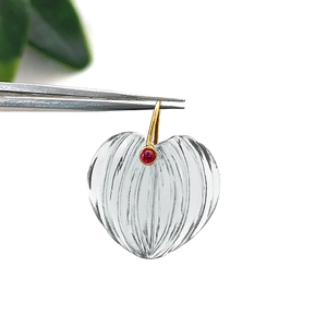 Colgante de Cuarzo Transparente Tallado en Forma de Calabaza, Colgante de Cuarzo Transparente en Forma de Corazón, Amuleto Tallado Chapado en Oro, Colgante de Corazón Tallado, Mayorista - Product Image 1