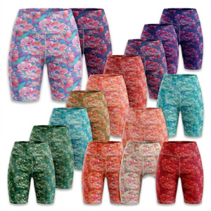 Shorts de yoga en polyester compressif et élastique, confortables, imprimés sur mesure, pour le fitness, le cyclisme, la course à pied et l'entraînement en salle de sport - Product Image 1