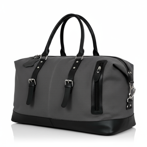 IRNADO JADEN Bolsa de Lona Gris Plegable de Gran Capacidad con Cierre, Bolsa de Viaje de Fin de Semana Unisex de Alta Calidad, Equipaje de Poliéster - Product Image 1