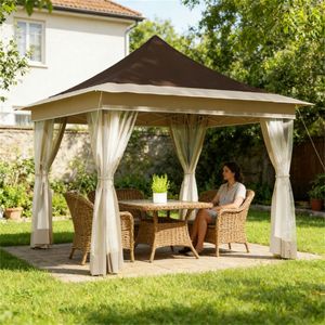 Abri de pluie marron, tente pergola pour jardins et terrasses, auvent de jardin et gazebo - Product Image 1