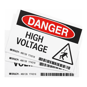 Étiquettes d'avertissement haute tension autocollantes durables pour équipements électriques intérieurs et extérieurs par Brady - Product Image 3