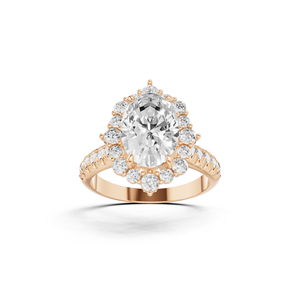 แหวนโอวัลทรงหรูหราประดับเพชร 2 กะรัต ด้วยทอง 14 กะรัต ดีไซน์สวยงามสำหรับงานหมั้นและงานแต่งงาน - Product Image 3
